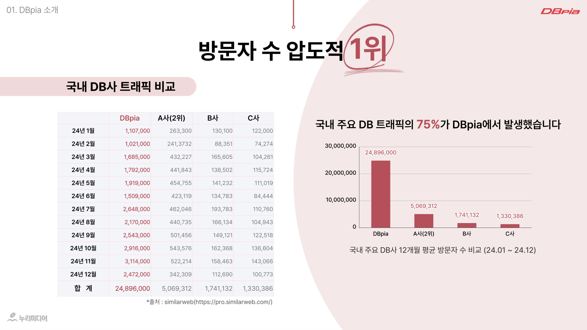 DBpia B2B 구독제안서 6페이지: 방문자 현황